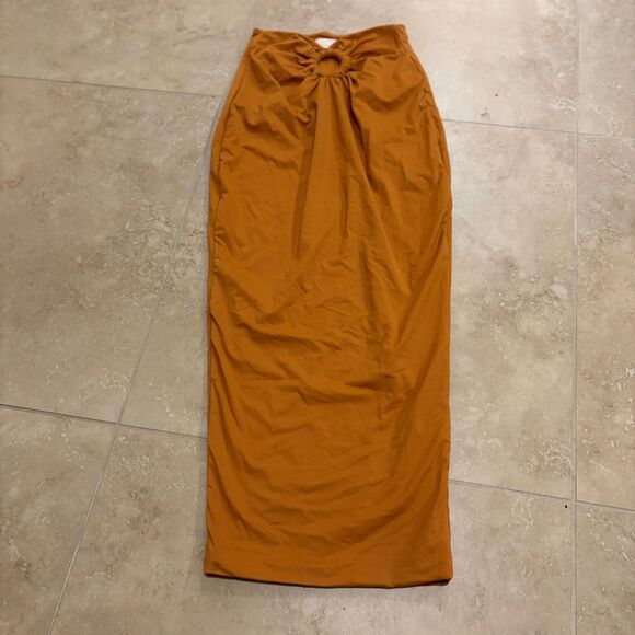 Meshki Cut Out Crop Top Midi Skirt Set Orange XXS - Picture 3 of 7